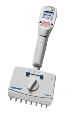 Eppendorf Xplorer plus Move It®可调间距电动移液器, 8通道, 1 – 20 µL, 淡粉色