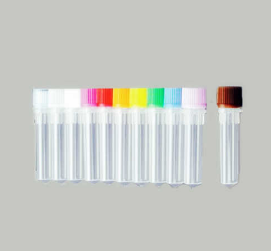 0.5ml螺口灭菌透明尖底冻存管,100支/包;5包/盒;8盒/箱